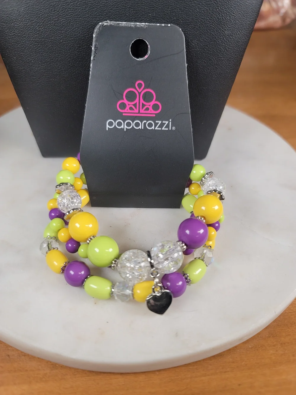 Paparazzi Lime Yellow Purple Multi-Strand Beaded Bracelet